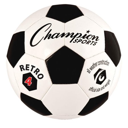 CHAMPION SPORTS Retro Soccer Ball&#44; Black & White - Size 4 RETRO4